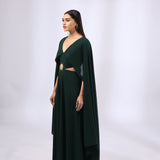 Dark Green Draped Jumpsuit