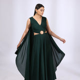 Dark Green Draped Jumpsuit