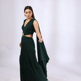 Dark Green Draped Jumpsuit