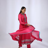 Rani Pink Embroidered Kurta Set