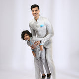 Grey Bandhgala teamed with narrow pants - Father-Son Set