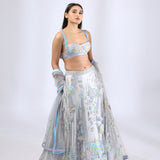 Grey Fairytale Lehenga with Bralette Blouse Set