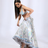 Grey Fairytale Lehenga with Bralette Blouse Set