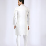 Embroidered Ivory Kurta teamed with matching Narrow Pants