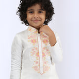 White Satin Linen Kurta and Pant Set