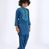 Blue Yoke Embroidered Kurta and Salwar Set