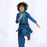 Blue Yoke Embroidered Kurta and Salwar Set