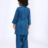 Blue Yoke Embroidered Kurta and Salwar Set