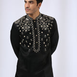 Black Embroidered Kurta teamed with Matching Narrow Pants