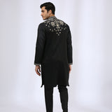Black Embroidered Kurta teamed with Matching Narrow Pants