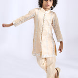Beige Embroidered sherwani with matching narrow pants - Father-Son Set