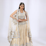 Nude embroidered lehenga choli and dupatta Mother & Daughter set