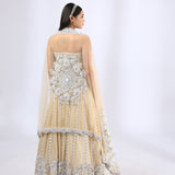 Beige 3D Floral Embroidered Lehenga Set