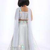 Grey Tulle Embroidered Lehenga Set