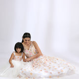 Ivory 3-D embroidered gown Mother - Daughter Set
