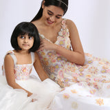 Ivory 3-D embroidered gown Mother - Daughter Set