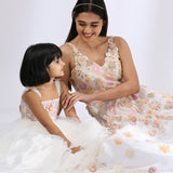 Ivory 3-D embroidered gown Mother - Daughter Set