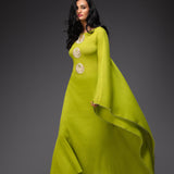 Crinkled Cotton Embroidered Kurta And Pant Set