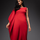 Crinkled Cotton Asymmetrical Kaftan Style Dress