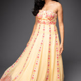 Organza Embroidered Floral Bandeau Corset Dress