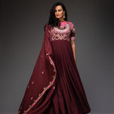 Georgette Embroidered Anarkali with Dupatta