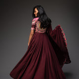 Georgette Embroidered Anarkali with Dupatta