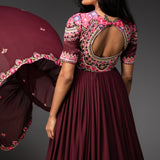 Georgette Embroidered Anarkali with Dupatta