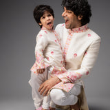 Ivory Embroidered Sherwani With Chudidar - Father & Son