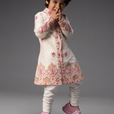 White Embroidered Lehenga and Sherwani Set - Siblings Set