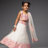 White Embroidered Lehenga and Sherwani Set - Siblings Set