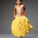 Yellow Embroidered Lehenga and Jacket Kurta Set - Siblings Set