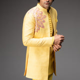Lemon Yellow Jacket With Kurta and Pants