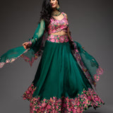 Green Bridal Lehenga Set and Kurta, Jacket and Pants - Couple Set