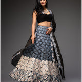 Black Bridal Lehenga Set and Jacket with Pants - Couple Set