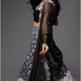 Black Bridal Lehenga Set and Jacket with Pants - Couple Set