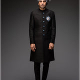 Charcoal Black Sherwani With Pants