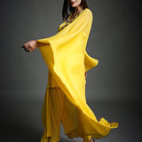 Sunshine Yellow Crinkled Cotton Kaftan Tunic and Pant Set