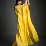 Sunshine Yellow Crinkled Cotton Kaftan Tunic and Pant Set