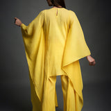 Sunshine Yellow Crinkled Cotton Kaftan Tunic and Pant Set