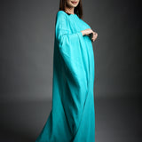 Persian Green Crinkled Cotton Draped Kaftan Tunic