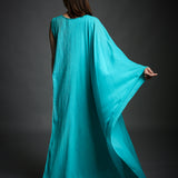 Persian Green Crinkled Cotton Draped Kaftan Tunic