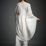 White Crinkled Cotton Draped Top and Pant Set