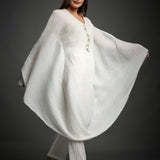 White Crinkled Cotton Draped Top and Pant Set