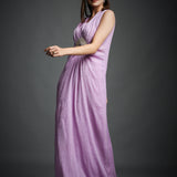 Purple Crinkled Cotton Draped Maxi Dress