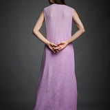 Purple Crinkled Cotton Draped Maxi Dress