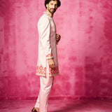 Light Pink embroidered Sherwani with matching pants