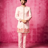 Light Pink embroidered Sherwani with matching pants