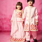 Rhythmic Revelry - Light Pink Embroidery Brother - Sister Set