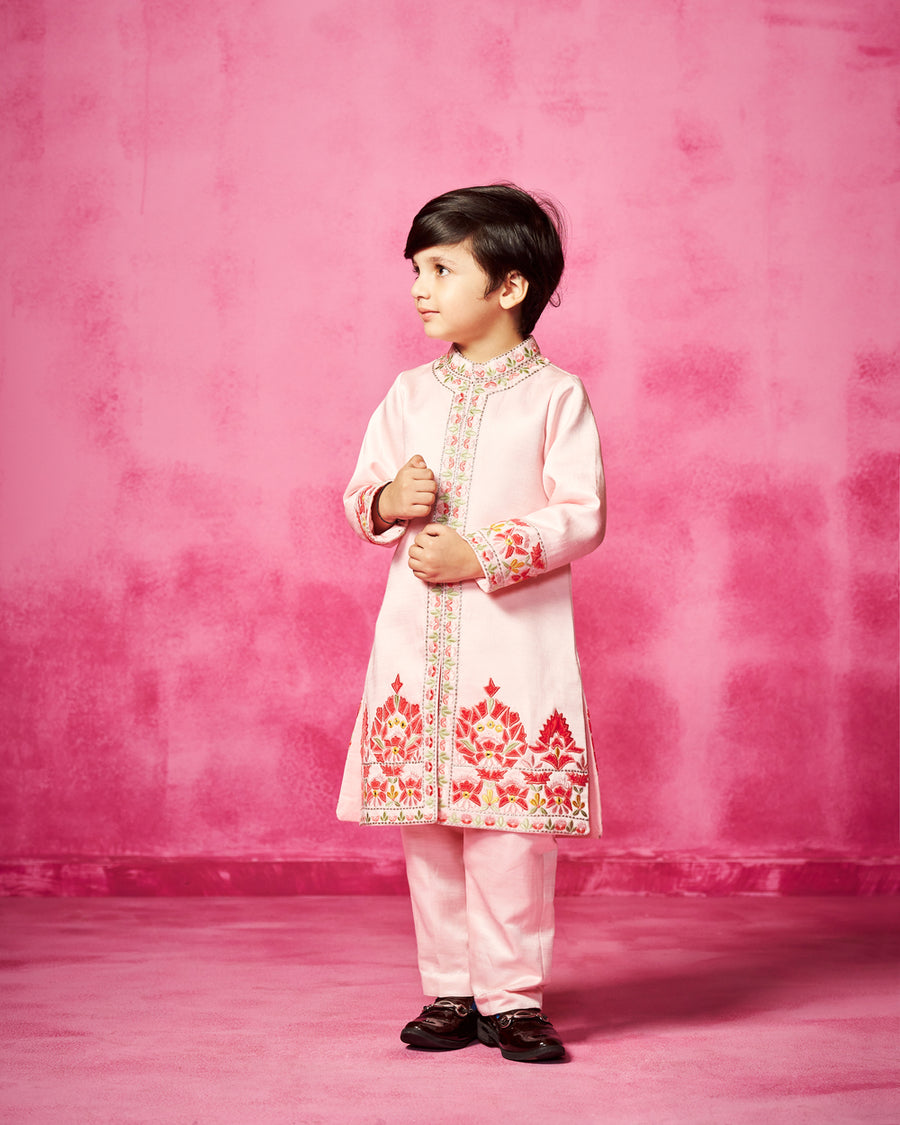 Light Pink embroidered Sherwani with matching pants