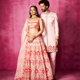 Rhythmic Revelry - Light Pink Embroidery Couple Set